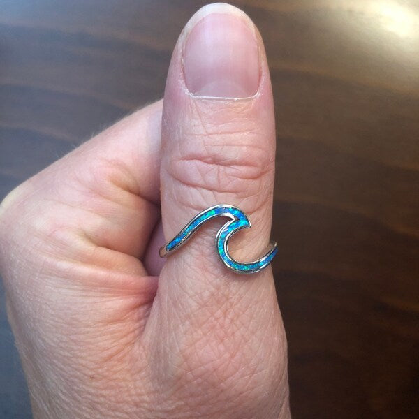 The Devori Jewelry Opal Blue and Opal White Wave Ring 🌊